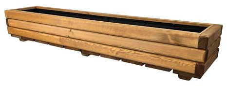 HolzGarden Pflanzkübel Holz Rechteckig 118x20x25 cm Imprägniert Farbe Pinia Wetterfest Blumenkasten Blumentopf Groß Außen Balkon Garten Pflanzkasten Outdoor 32l Serie FORNEA