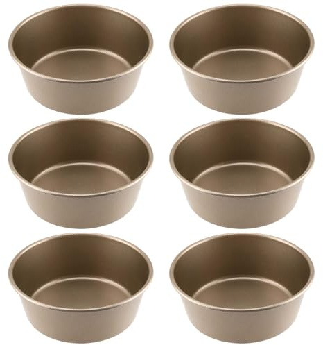 NGOSUET 6 Stück 10cm Backform Rund, Kohlenstoffstahl Brotbackform Kuchenform Rund Klein, Runde Tortenform mit Antihaftbeschichtung für Kuchen, Brownies, Muffins, Pudding