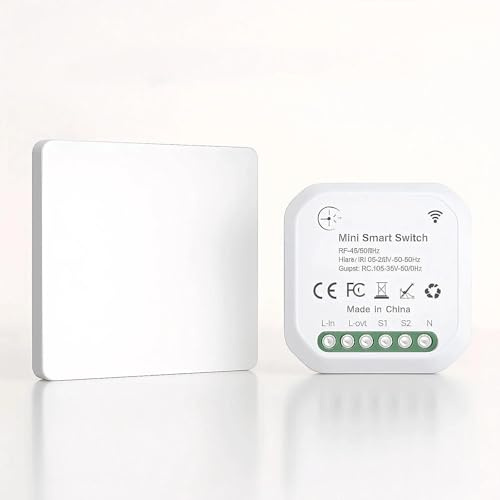 Self-Powered Wireless Light Switch Kit, Battery-Free Kinetic RF Remote Control, No Wiring Needed for Indoor Outdoor Lights, IP65 Waterproof for Garden Garage Use