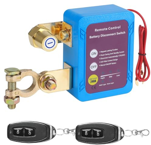 Drahtloser Ferngesteuerter Auto Trennschalter, 12V Auto Batterie Trennschalter, 12V 240A Batterietrennschalter mit Batterie Kill Switch, Automatische Abschaltung Schalter mit 2 Fernbedienung für Pkw