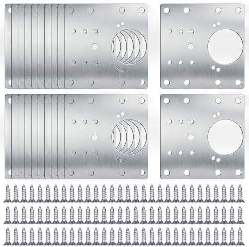 20 PCS Cabinet Hinge Repair Plate Kit, Stainless Steel Repair Plate, Large Cabinet Fix Board Kit with Mounting Screws for Kitchen Cupboard Door, Cabinet and Furniture