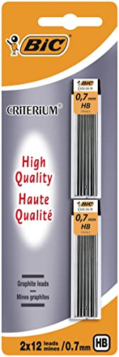 BIC Mines Graphite - 0,7 mm HB, Blister de 2 Etuis de 12 Mines