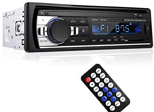 VIGORFLYRUN PARTS LTD Autoradio Bluetooth Stéréo 1 Din, 12V Récepteur Radio FM/SD/USB/AUX Mains Libres Auto Audio avec Télécommande JSD-520