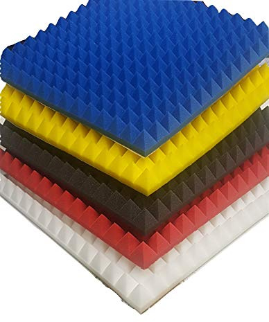 Pyram Noppenschaumstoff,Akustik Schaumstoff, Akustikschaumstoff, Pyramiden Akustik, Dämmung (49 x 49 x 5 cm, Rot)