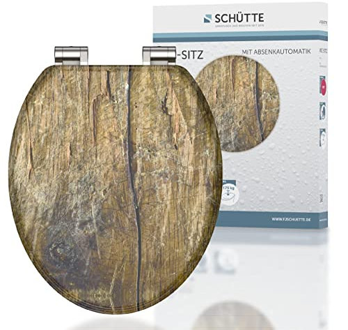 Schüte 80124 - Asiento de inodoro (madera MDF, bajada automática), diseño de bosque