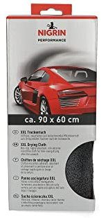 NIGRIN XXL-Trockentuch, schonende Trocknung, 920 GSM, extrem weich und garantiert fusselfrei, Auto Microfasertuch Fahrzeugpflege, 90x60 cm