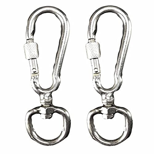 2 Stück EIN Pack Karabinerhaken für Hundeleine Zubehör Messing oder Edelstahl Robusten Schnalle für Haustiere Wirbel Karabiner Rostfrei Edelstahlkarabiner (Silber K)