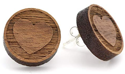 NaturSchatulle Holzohrringe Gravur Motive I Holzschmuck Holz Ohrringe 925 Sterling Silber I natürliche Ohrschmuck Ohrstecker Damen
