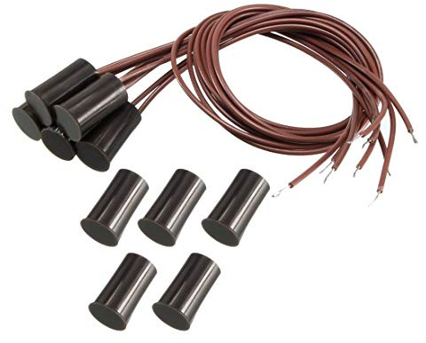 N/A 5 Stück RC-33 NC Unterputz, kabelgebunden, Sicherheit, Fenster, Türkontakt, Alarmsensor, magnetisch, Reed Schalter, Braun