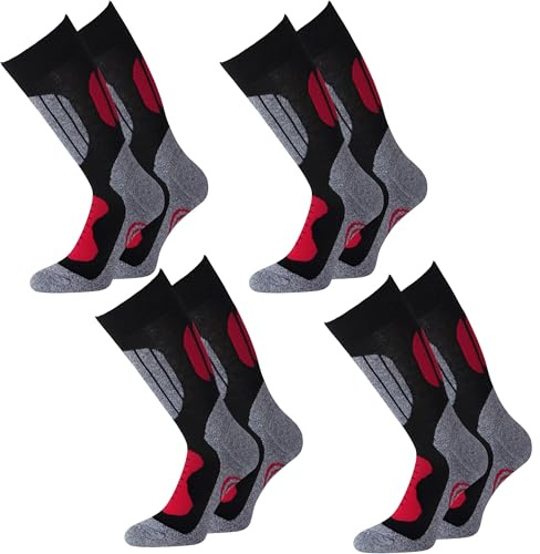 KB 4 Paar Ski Socken Herren und Damen Kniestrümpfe zum Skifahren, Snowboarden, Wintersport, warme Sportsocken Skisocke Trekkingsocken 35-38, 39-42, 43-46 und 47-50