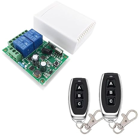 QIACHIP AC 220V 230V Funkfernbedienung Garagentor Schalter 2 Kanäl 433MHz RF Drahtloser Relais Empfänger mit 2 Sender für Garagentor, Rollläden und Pumpen