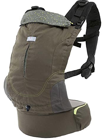 Chicco Ergonomische Babytrage Myamaki Fit, Tragetuch für Babys und Kleinkinder von Geburt bis 15 kg, Evolutionäre Baumwolltrage mit Verstellbarem Sitz und Panel, Rücken- und Nackenstütze, Leaf, 1 Unité