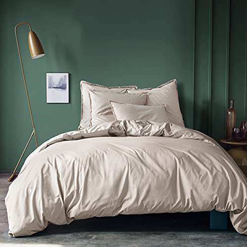 MATT & ROSE Housse de Couette 220x240 cm Unie Coton LAVÉ | 100% Coton Lavé | Oeko-TEX | Couleur Lin