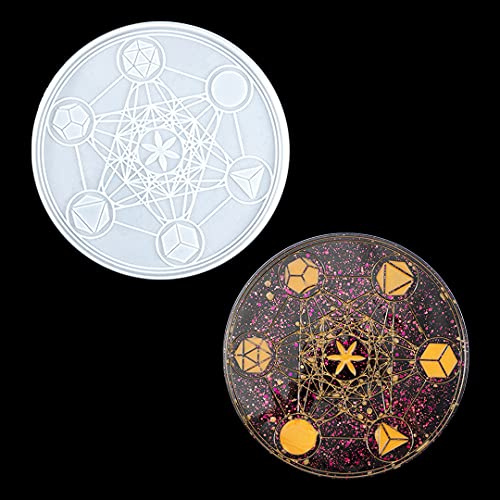 Zayookey Silikonform Epoxidharz Form Tarot Divination Mat Resin Mold Tarotkarte Astrologie Tablett Silikonform Untersetzer Harz Gießform für Wahrsagerei, Hexerei, Heimtextilien (Tablettform B)