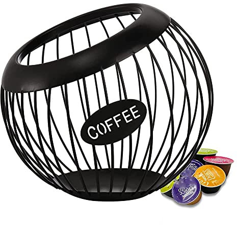 Tiamu Kaffeepads Aufbewahrung, Kaffeekapsel-Halter, K-Tassen und Kapselhalter, Große Kapazität Kaffeekapsel Organizer, Metall Kaffeekapselkorb, Kaffeekapselkorb für Theke und Kaffeebar