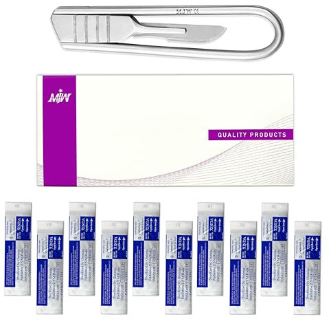 Faltbarer Skalpellgriff Nr. 3 mit 10 Klingen Skalpellhalter Nr. 10 aus Edelstahl für medizinisches Skalpell B.P-Griff Craft Handle Arts and Crafts Blades