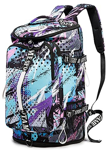 Gym Duffle Bag Backpack with Shoe Compartment,4 ways Travel Backpack for Women and Men,Multi-Functional Weekender bag with Waterproof Layer&Laptop Compartment for Fitness, Travel,Camping(Multicolor)
