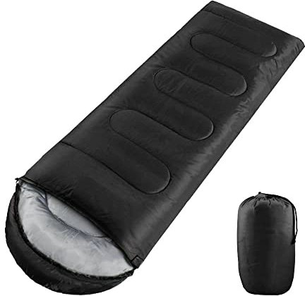 Yaheetech Sleeping Bags for Single Adults, 3 Season Envelope Lightweight Compact Ultralight Backpacking with Portable Carry Bag for Summer, Camping, Hiking & Travel, Indoor & Outdoor Use, Black