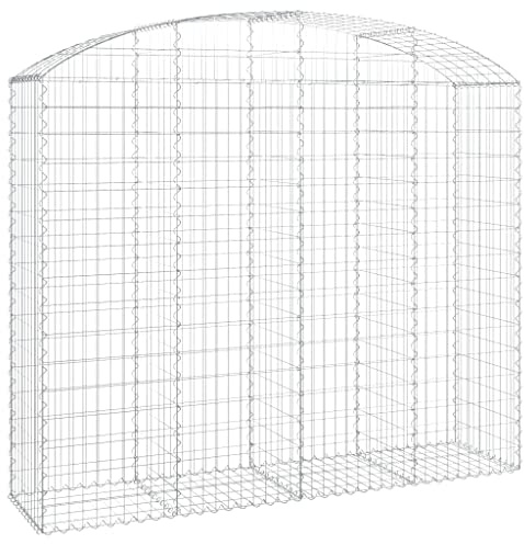vidaXL Panier en gabion arqué en maille métallique pour jardin, jardin, 200 x 50 x 160/180 cm, fer galvanisé