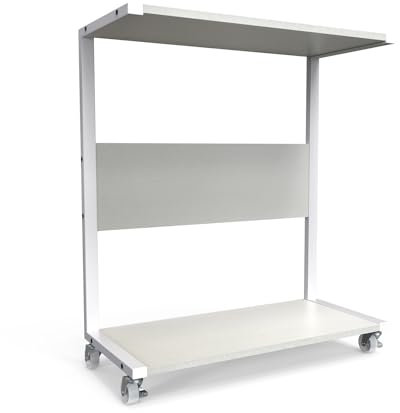 360Tronics Computer Tower Stand, Upgrade 2-stöckig, extra großes Gaming-ATX-Gehäuse, Speicher-CPU-Halterungswagen mit rollenden Rädern, mobiler PC-Stehtisch für Zuhause und Büro, Weiß
