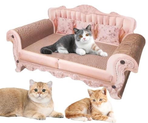 Imtrub Katzen kratzbrett, Katzenkratzbrett aus Pappe für Hauskatzen, Langlebiges Katzenkratzbrett Sofa aus Pappe, Sofaförmig Katzenkratzlounge Bett, lustige Kratzlounge für Hauskatzen, 60x24x30cm