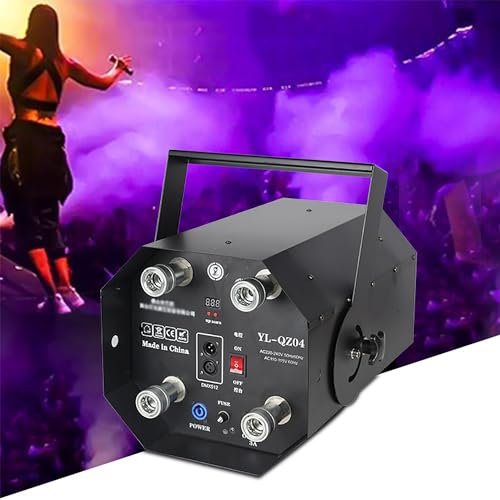 TsoLay Machine À Brouillard, Machine À Jet De Co2 180 W, Machine À Fumée À Colonne d'air avec Tuyau De 3 M, Contrôle DMX/16 Canaux, Quatre Sorties De Pulvérisation, pour Effet De Scène, Mariage