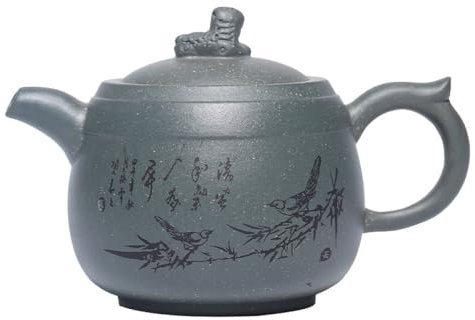 ANALTIRCE Théière Zisha, Théière Chinoise De Grande Capacité en Argile Yixing Xishi Pot 13 Oz / 370 ML Zisha Zini Gongfu Cha pour Thé en Vrac, Machine À Thé en Vrac Kung Fu Faite À La Main, M