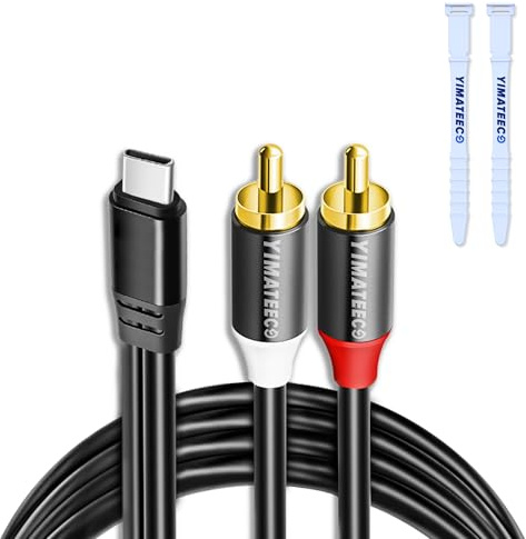 USB C auf Cinch Kabel für Subwoofer, TYPE C auf 2 RCA Stereo Adapterkabel USB C auf Cinch Audio Kabel kompatibel mit iPad, iPhone 15S, Macbook, Xiaomi, Huawei, Galaxy usw (1m, Typ C auf Cinch Kabel)