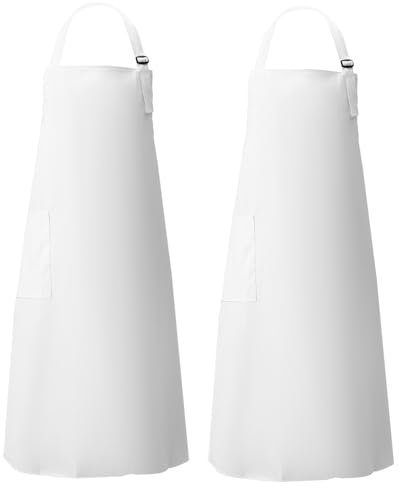 GRIRIW 2-teiliges Schürzen-set Pizza-malschürzen Für Männer Und Frauen Kochschürzen Mit Taschen Weiß