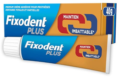 Fixodent Plus Duo Protection Crème Adhésive Premium, Pour Prothèses Dentaires, Technologie Antibactérienne, 40 g