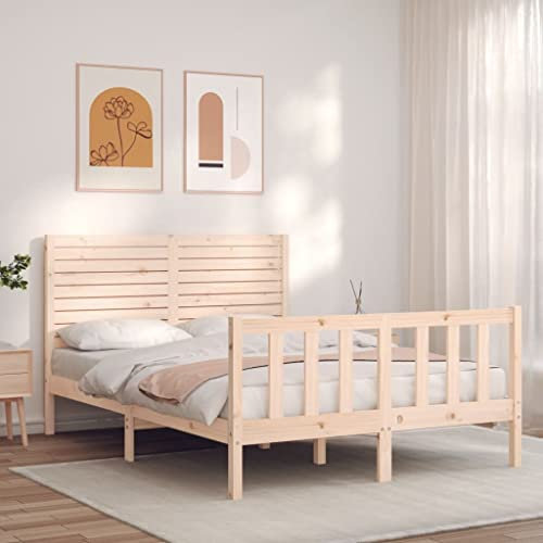 Camerina Massivholzbett mit Kopfteil Bettgestell Bed Frame Holzbett Kopfteil Bett Schlafzimmer Bett Massivholzbetten 120x200 cm 3193201