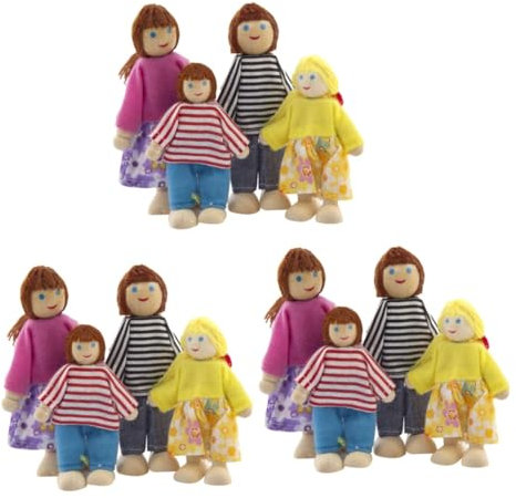 Abaodam 12 STK Puppenfamilie Spielzeug für Kinder kinderspielzeug Kid Toys Bilderrahmen für Mama -Babydoll Spielspielzeug vortäuschen Spielzeug für Minihaus hölzern vorgeben Bambus