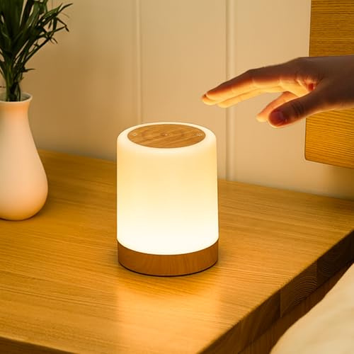 Dorifun Nachttischlampe Touch Dimmbar, LED Tischlampe Kabellos Akku USB Aufladbar mit RGB Farbwechsel, Kinder Nachtlicht Dimmbar mit Timing für deko Schlafzimmer Kinderzimmer Geschenke