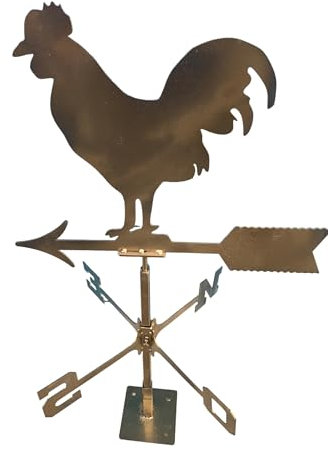 Banderuola segnavento da giardino a forma di galletto con punti cardinali in ferro 83x45 cm