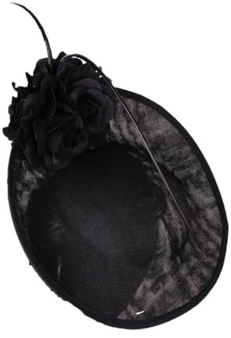 Fascinator für Cocktailkirche, große Haare, Fascinator für Abschlussbälle, Damen, schöne Blumenkopfbedeckung, Schwarz , One size