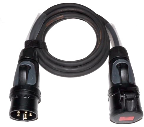 CEE Starkstromkabel (1,5m-50m) 16A Verlängerungskabel Titanex H07RN-F 5x1,5mm² mit schwarzem PCE Grip Stecker und Kupplung, Event-Line von Event-Kabel&more (10 Meter)