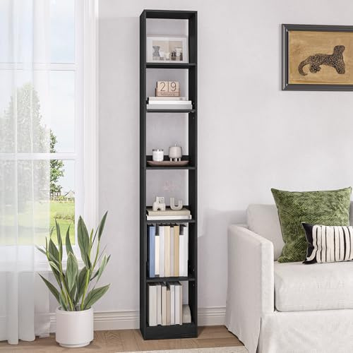 Hzuaneri 6-stöckiges Bücherregal Würfelregal, 24 x 30 x 183 cm, Schwarz