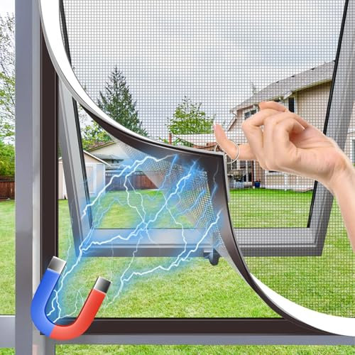 MLEJU Moustiquaire Fenêtre Magnétique, 150x180 cm en Fibre de Verre, DIY Taille Ajustable, Cadre Détachable, Moustiquaire Fenêtre Sans Perçage, Adaptée aux Fenêtres de Toit et Chambres