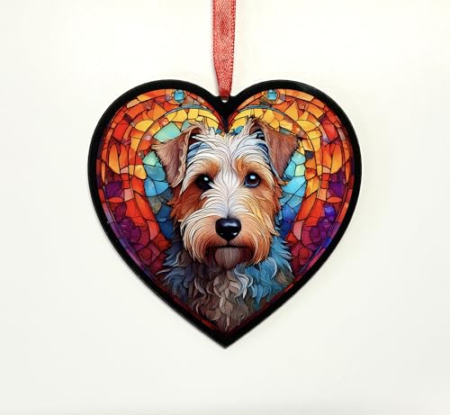 Lakeland Terrier Heart Suncatcher - Memorial or Gift for Dog Lovers - 19cm