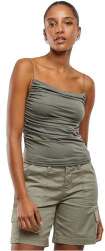 Urban Classics Damen Top Ladies Waterfall Jersey Top, Spaghettiträger Top mit fließender Wasserfall-Raffung, Größen XS - XL