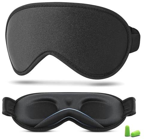 ZQQO Ultra-Leichte Schlafmaske mit 3D-Augenmulde & Atmungsaktiv – Perfekte Schlafbrille für Seitenschläfer, Reisen und Tiefschlaf als Flugzeug & Reise Gadgets(Schwarz, Verstellbar, 0.066lb)​