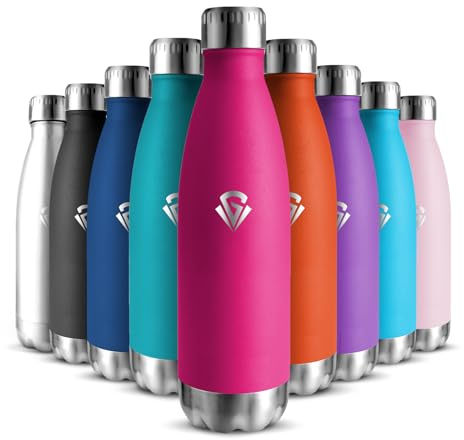 Trinkflasche Edelstahl 500ML, BPA-frei, Wasserflasche, Auslaufsichere Isolierflasche Doppelwandig, Thermosflasche, Trinkflasche Kohlensäure Geeignet, Water Bottle für Fitness, Schule, Kinder