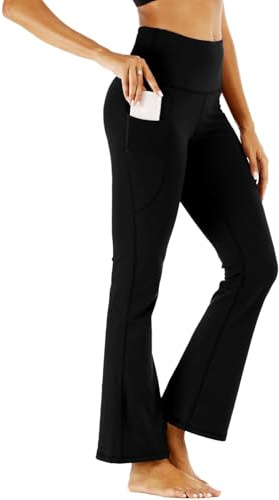 Neteson Pantalon Yoga Évasé Femme Taille Haute Pantalon Patte D'elephant | Boocut Leggings Fluide Jambe Large avec Poches