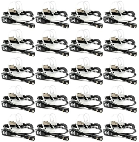 TECHSIDE Mikrofon Hörlurar 2-stifts Kenwood spiralkablar | Radiosändare kompatibel med TI-F8+ Midland G10 G11V CT890 BaoFeng UV-82 UV5RA Säkerhetskontroll SoftAir 20st