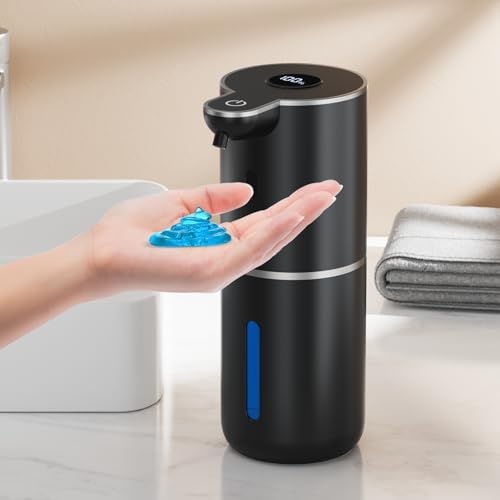 Amyzavls Seifenspender Automatisch,380ml Elektrischer Seifenspender mit Digitalanzeige,Wandbefestigung,Berührungslos,USB Wiederaufladbar für Bad,Küche