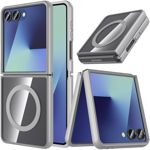 OWKEY für Samsung Galaxy Z Flip 7 Hülle, Magnetisch Samsung Flip 7 Hülle Kompatibel mit Magsafe,[Militärschutz Stoßfest] Handyhülle Samsung Z Flip 7 Case Dünn Outdoor Cover Schutzhülle, Grau