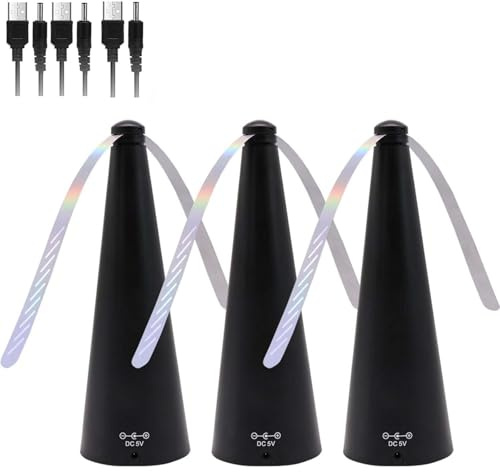 Ventilateurs Anti-Mouches pour Table - Ventilateur De Table Portable Rechargeable par USB, Ventilateurs Anti-moustiques Silencieux, Éloignez Les Mouches Et Les Insectes De Vos Aliments (Noir 3PC)