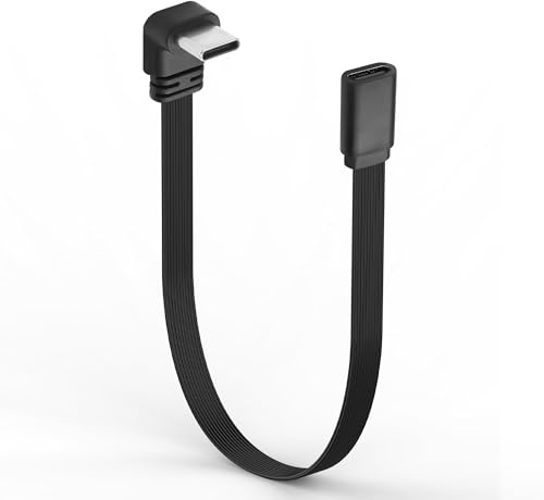 JSADZKJ Cavo corto da maschio a femmina a 90 gradi TYPE-C PD 100W Cavo di ricarica rapida USB C Cavo USB C piatto extra flessibile per telefono 16/15,auto,tablet,power bank,0,65piedi