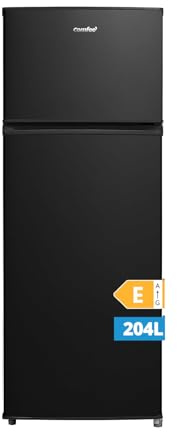 Midea MERT210FGE30 Frigo-congelatori doppia porta 204 L, Congelatore da Montare in Alto, 176kWh/annum, controllo della temperatura regolabile, Luce LED, Nero