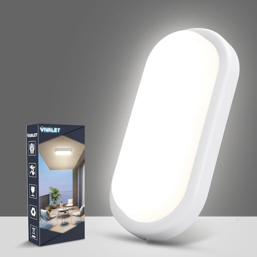VivaLet Plafonnier LED 18W 1800LM, Applique Murale Intérieure Exterieur 4000K, Luminaires Blanc, Lampe Eclairage Exterieur IP54, Éclairage de Plafond Pour Sous-Sol, Couloir, Escalier, Garage, Bain